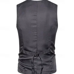 Men's Vest Gilet Wedding Event / Party Daily Fashion Business Spring & Fall Patchwork Button 2 in 1 Polyester Comfortable Color Block Single Breasted One-button V Neck Regular Fit Black Navy Blue
