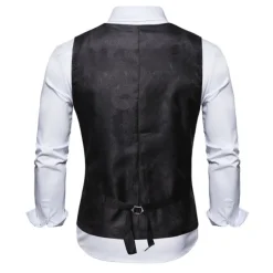 Men's Vest Gilet Wedding Party Bar Stylish Comfortable Summer Spring Pocket Polyester Breathable Floral Single Breasted V Neck Regular Fit Silver Black Dark Navy Gold Vest