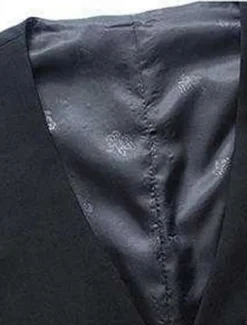 Men's Vest Waistcoat Business Daily Wear Party & Evening Fashion Basic Spring & Fall Patchwork Polyester Comfortable Plain Single Breasted V Neck Regular Fit Black Red Navy Blue Gray Vest