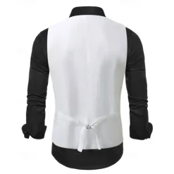 Men's Vest Waistcoat Gilet Performance Vacation Stage Fashion Casual Summer Spring Sequins Buttons Pocket Polyester Comfortable Plain Single Breasted One-button Lapel Regular Fit Silver Black Vest