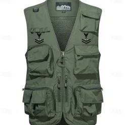 Men's Vest Waistcoat Gilet Fishing Vest Hiking Vest Sports Outdoor Fishing Photography Camping & Hiking Casual Fall Winter Mesh Side Pockets Quick Dry Double Layered Polyester Tactical Practical