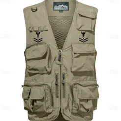 Men's Vest Waistcoat Gilet Fishing Vest Hiking Vest Sports Outdoor Fishing Photography Camping & Hiking Casual Fall Winter Mesh Side Pockets Quick Dry Double Layered Polyester Tactical Practical