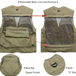 Men's Vest Waistcoat Gilet Fishing Vest Hiking Vest Sports Outdoor Fishing Photography Camping & Hiking Casual Fall Winter Mesh Side Pockets Quick Dry Double Layered Polyester Tactical Practical