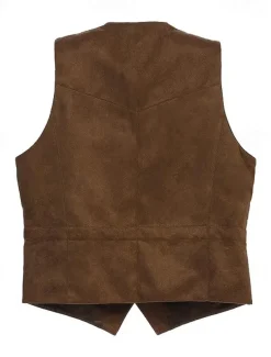 Men's Vest Waistcoat Gilet Vacation Daily Wedding Party Date Fashion Casual Spring Fall Buttons Pocket Nylon Comfortable Plain Single Breasted One-button V Neck Regular Fit Black Light Brown Coffee