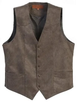 Men's Vest Waistcoat Gilet Vacation Daily Wedding Party Date Fashion Casual Spring Fall Buttons Pocket Nylon Comfortable Plain Single Breasted One-button V Neck Regular Fit Black Light Brown Coffee