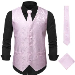 Men's Vest Waistcoat Gilet Wedding Office & Career Daily Wear Party / Cocktail Business Modern Contemporary Spring Fall Embroidered Pocket Print Button-Down Polyester Soft Outdoor Comfortable Flower