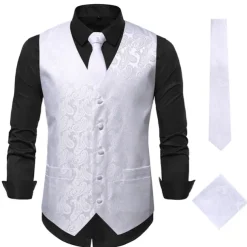 Men's Vest Waistcoat Gilet Wedding Office & Career Daily Wear Party / Cocktail Business Modern Contemporary Spring Fall Embroidered Pocket Print Button-Down Polyester Soft Outdoor Comfortable Flower
