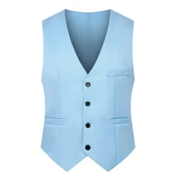 Men's Vest Waistcoat Wedding Daily Wear Going out Festival Business Basic Fall & Winter Pocket Polyester Breathable Soft Comfortable Solid Colored Single Breasted V Neck Regular Fit Black Cream Gray