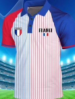 Men's Veterans Patriotic Sports Polo Shirts Golf Shirt Short Sleeve Polo Shirts Collared Shirts Casual Sportswear Vacation Wear Buttons 3D Print Spring & Summer White