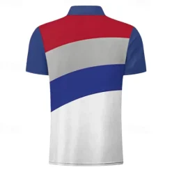 Men's Veterans Patriotic Zip Polo Shirts Golf Shirt Short Sleeve Polo Shirts Collared Shirts Casual Streetwear Vacation Wear Party Outfits 3D Print Quarter Zip Polo Spring & Summer White Blue