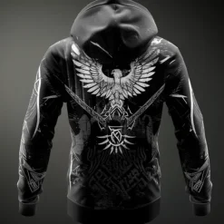 Men's Viking Hoodies Fashion Cool Long Sleeve Hooded Vacation Going out Streetwear Black Drawstring Zipper Fall Winter Designer