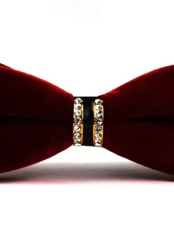 Men's Vintage Bow Tie Wedding Party Homecoming Velvet Bow Tie Solid Color Black Burgundy Royal Blue