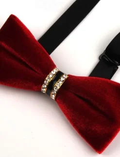 Men's Vintage Bow Tie Wedding Party Homecoming Velvet Bow Tie Solid Color Black Burgundy Royal Blue