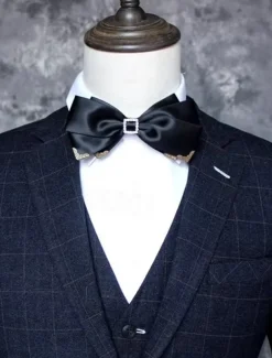 Men's Vintage Bow Tie Wedding Party Bow Tie Solid Color Black Red Royal Blue