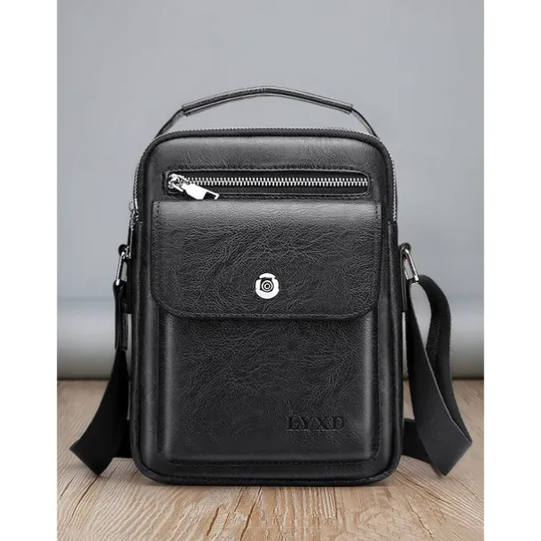 Men's Vintage Brown Faux Leather Crossbody Bag – Compact Shoulder Bag with Multiple Pockets for Travel, Work, and Everyday Use