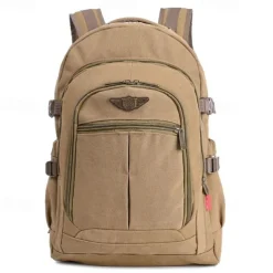 Men's Vintage Canvas Backpack for Travel and School – Large Capacity Military-Style Rucksack with Multi-Pocket Design for Outdoor, Hiking, or Daily Use