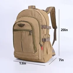 Men's Vintage Canvas Backpack for Travel and School – Large Capacity Military-Style Rucksack with Multi-Pocket Design for Outdoor, Hiking, or Daily Use