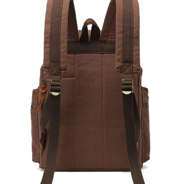 Men's Vintage Canvas Backpack with Leather Straps and Drawstring Closure – Durable Travel Rucksack for Hiking, School, or Daily Use