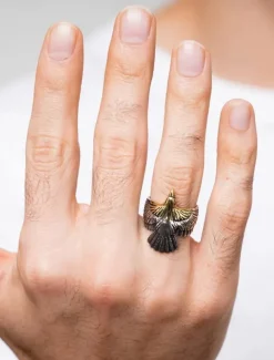 Men's Vintage Silver and Gold Eagle Ring - Bold Animal Design, Stainless Steel Jewelry, Perfect for Casual Wear, Party and Gift