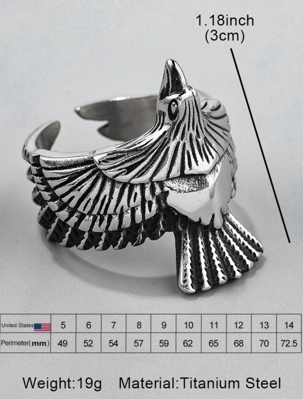 Men's Vintage Silver and Gold Eagle Ring - Bold Animal Design, Stainless Steel Jewelry, Perfect for Casual Wear, Party and Gift