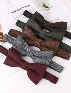 Men's Vintage Textured Bow Ties - Classic Adjustable Formal Ties in Assorted Colors for Weddings, Parties, and Business Attire
