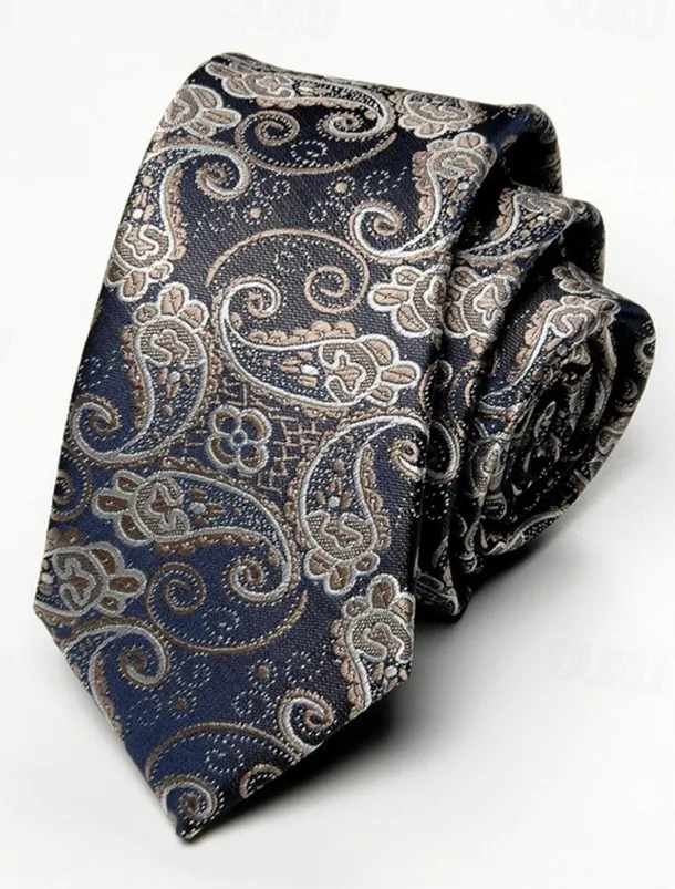 Men's Vintage Ties Wedding Party Patterned Tie with Floral Printed Black Yellow Red