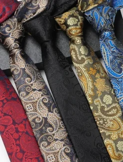 Men's Vintage Ties Wedding Party Patterned Tie with Floral Printed Black Yellow Red