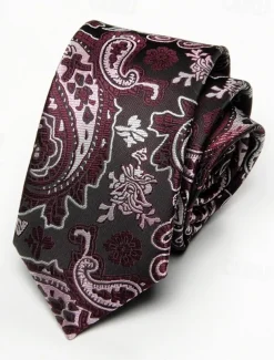 Men's Vintage Ties Wedding Party Patterned Tie with Floral Printed Black Yellow Red