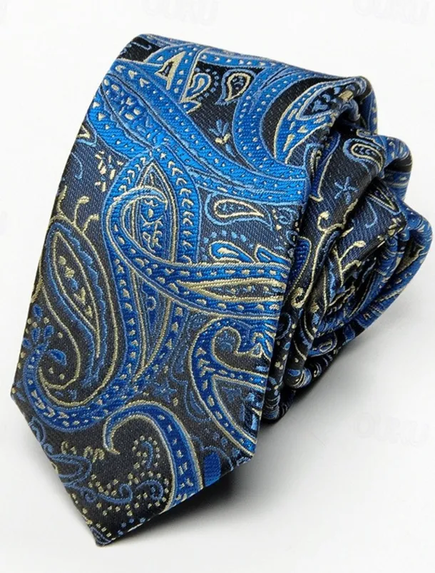 Men's Vintage Ties Wedding Party Patterned Tie with Floral Printed Black Yellow Red