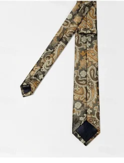 Men's Vintage Ties Wedding Party Patterned Tie with Floral Printed Black Yellow Red