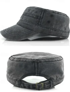Men's Vintage-Style Washed Military Cadet Cap – Casual Adjustable Unisex Army Hat for Outdoor Wear