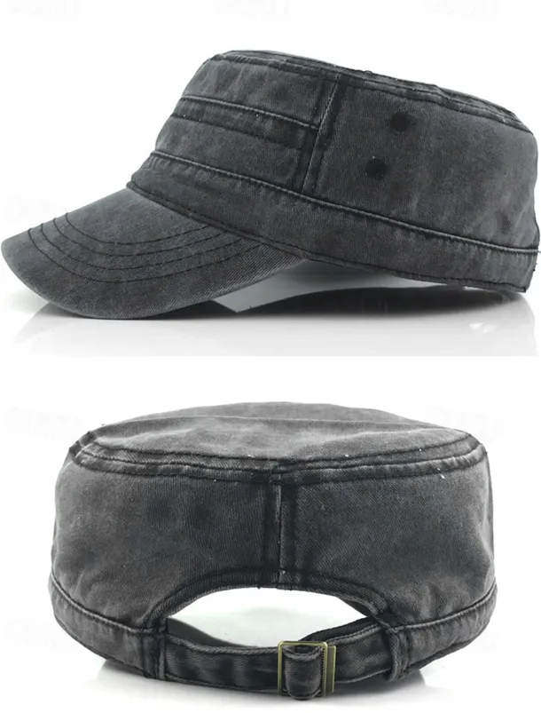 Men's Vintage-Style Washed Military Cadet Cap – Casual Adjustable Unisex Army Hat for Outdoor Wear