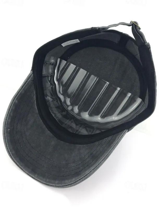 Men's Vintage-Style Washed Military Cadet Cap – Casual Adjustable Unisex Army Hat for Outdoor Wear