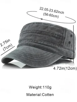 Men's Vintage-Style Washed Military Cadet Cap – Casual Adjustable Unisex Army Hat for Outdoor Wear
