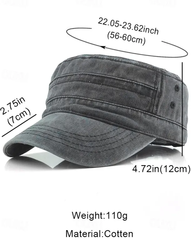 Men's Vintage-Style Washed Military Cadet Cap – Casual Adjustable Unisex Army Hat for Outdoor Wear