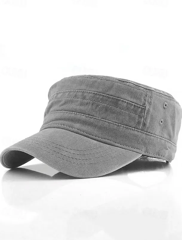 Men's Vintage-Style Washed Military Cadet Cap – Casual Adjustable Unisex Army Hat for Outdoor Wear