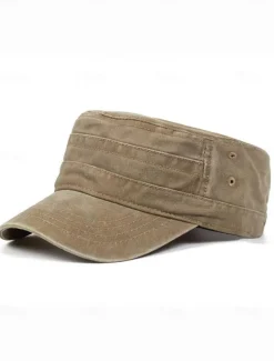 Men's Vintage-Style Washed Military Cadet Cap – Casual Adjustable Unisex Army Hat for Outdoor Wear
