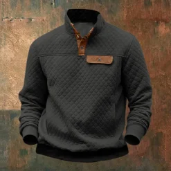 Men's Waffle Hoodies Hoodie Wine Red Black Brown Green Light Grey Standing Collar Plain Sports & Outdoor Daily Holiday Streetwear Cool Casual Winter Spring & Fall Clothing Apparel Hoodies