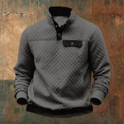 Men's Waffle Hoodies Hoodie Wine Red Black Brown Green Light Grey Standing Collar Plain Sports & Outdoor Daily Holiday Streetwear Cool Casual Winter Spring & Fall Clothing Apparel Hoodies