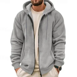 Men's Waffle Hoodies Zip Up Hoodie Hoodie Fleece Hoodie Black Army Green Navy Blue Khaki Gray Hooded Plain Pocket Sports & Outdoor Daily Holiday Streetwear Basic Casual Fall & Winter Clothing Apparel