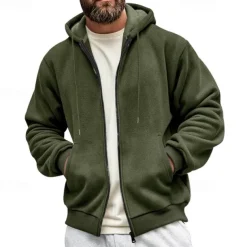Men's Waffle Hoodies Zip Up Hoodie Hoodie Fleece Hoodie Black Army Green Navy Blue Khaki Gray Hooded Plain Pocket Sports & Outdoor Daily Holiday Streetwear Basic Casual Fall & Winter Clothing Apparel