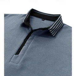Men's Waffle Polo Shirt Golf Shirt Casual Holiday Lapel Ribbed Polo Collar Short Sleeve Fashion Basic Plain Button Soft Summer Spring Regular Fit Army Green Black White Burgundy Navy Blue Khaki