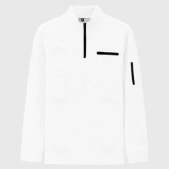 Men's Waffle Polo Shirt Pullover Sports & Outdoor Daily Wear Quarter Zip Long Sleeve Fashion Comfortable Color Block Pocket Zip Up Spring & Fall Cross-Seasons Regular Fit Black White Navy Blue