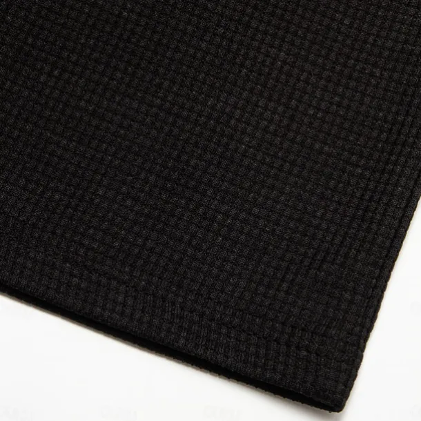 Men's Waffle Polo Shirt Quarter Zip Polo Going out Gym Turndown Quarter Zip Long Sleeve Sportswear Casual Solid Color Tartan Patchwork Zipper Fall & Winter Regular Fit Black White Yellow Blue Orange