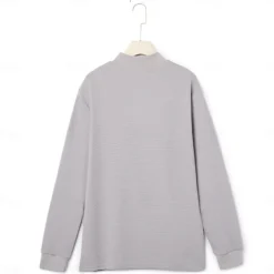 Men's Waffle Polo Shirt Waffle T Shirt Sports Outdoor Cycling / Bike Standing Collar Quarter Zip Long Sleeve Fashion Modern Solid Color Knitted Spring & Fall Standard Fit Light Blue Black White Dark