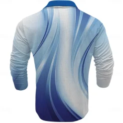 Men's Waffle Polo Shirts Golf Shirt Long Sleeve Polo Shirts Collared Shirts Casual Vacation Wear Formal Wear Festival Wear Buttons 3D Print Summer Blue