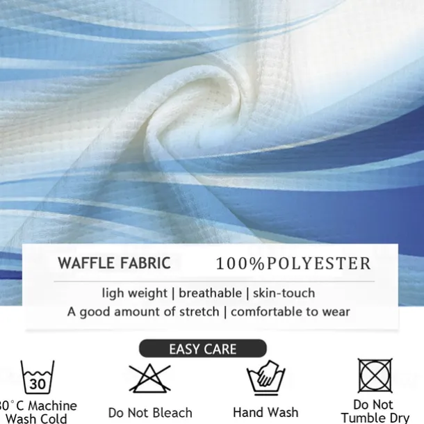 Men's Waffle Polo Shirts Golf Shirt Long Sleeve Polo Shirts Collared Shirts Casual Vacation Wear Formal Wear Festival Wear Buttons 3D Print Summer Blue