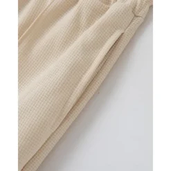 Men's Waffle Shirt Polo Tee Pants Sets Long Sleeve Quarter Zip Solid Color Knitwear Fashion Pocket Home Office / Career Street Black Ivory Blue Top Tee for Men