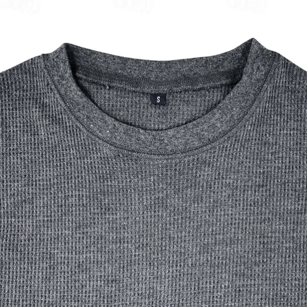 Men's Waffle Shirt T Shirt Tee Top Long Sleeve Shirt Long Sleeve Crew Neck Spring & Fall Plain Fashion Designer Basic Knitted Vacation Street Going out Dark Brown Dark Grey Black Top Tee for Men