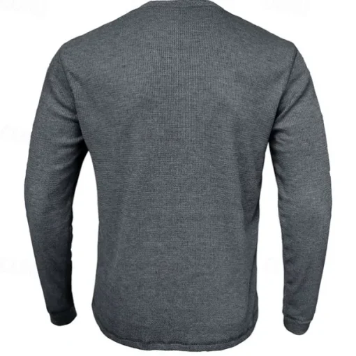 Men's Waffle Shirt T Shirt Tee Top Long Sleeve Shirt Long Sleeve Crew Neck Spring & Fall Plain Fashion Designer Basic Knitted Vacation Street Going out Dark Brown Dark Grey Black Top Tee for Men